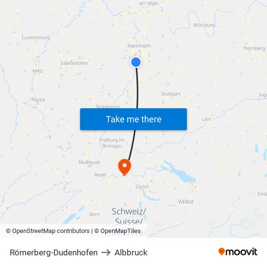 Römerberg-Dudenhofen to Albbruck map