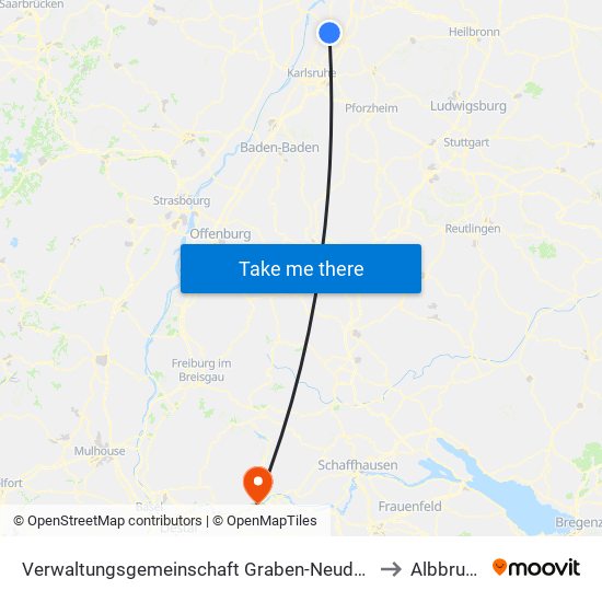 Verwaltungsgemeinschaft Graben-Neudorf to Albbruck map