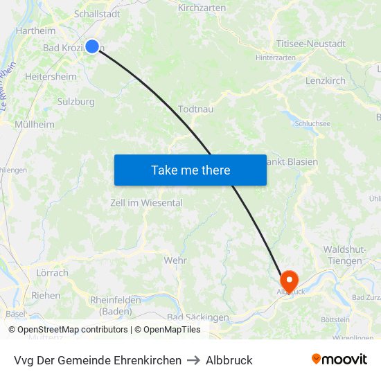 Vvg Der Gemeinde Ehrenkirchen to Albbruck map