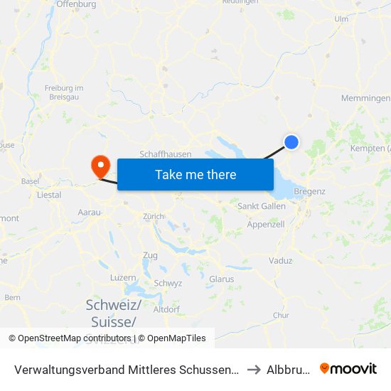 Verwaltungsverband Mittleres Schussental to Albbruck map