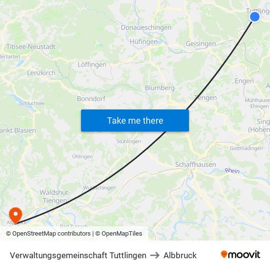 Verwaltungsgemeinschaft Tuttlingen to Albbruck map