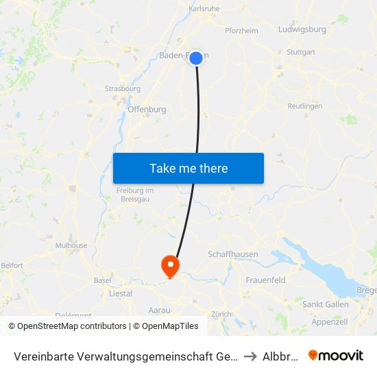 Vereinbarte Verwaltungsgemeinschaft Gernsbach to Albbruck map