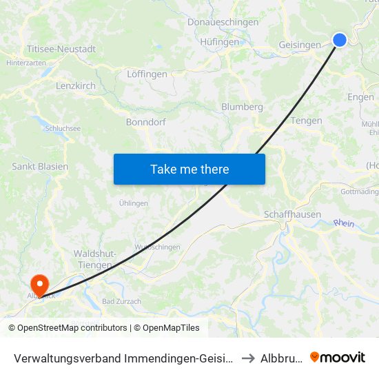 Verwaltungsverband Immendingen-Geisingen to Albbruck map