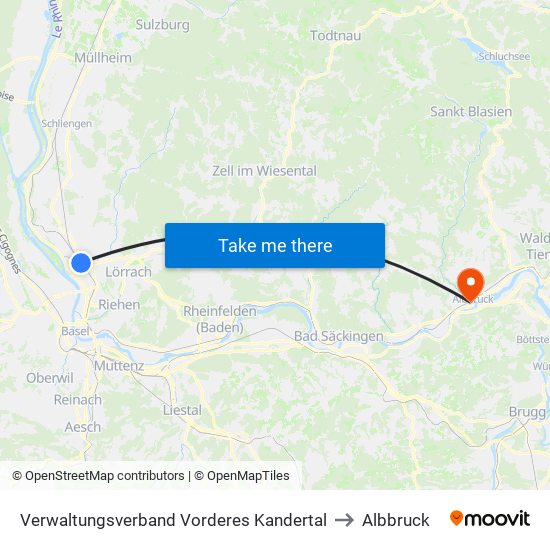 Verwaltungsverband Vorderes Kandertal to Albbruck map