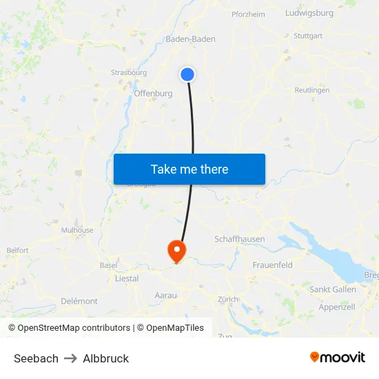 Seebach to Albbruck map