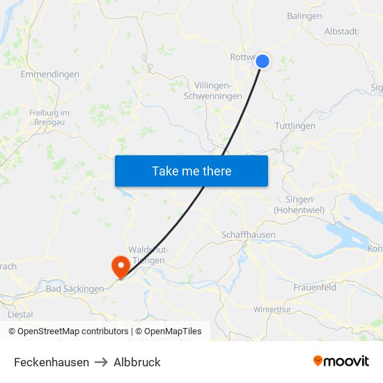 Feckenhausen to Albbruck map