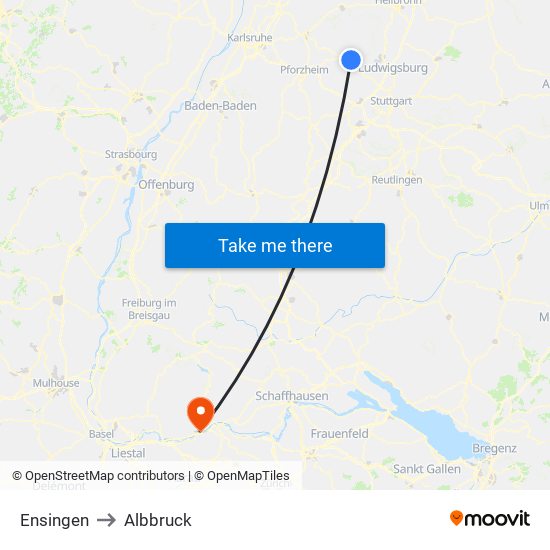 Ensingen to Albbruck map