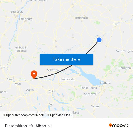 Dieterskirch to Albbruck map