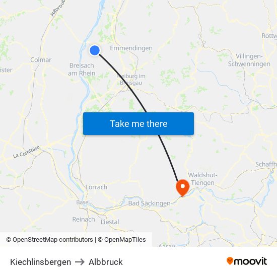 Kiechlinsbergen to Albbruck map