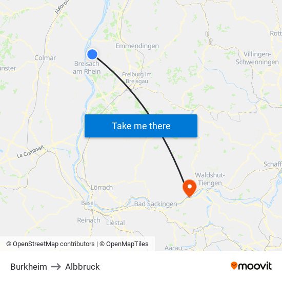 Burkheim to Albbruck map