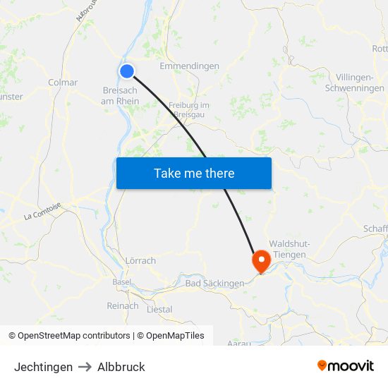 Jechtingen to Albbruck map