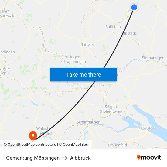 Gemarkung Mössingen to Albbruck map