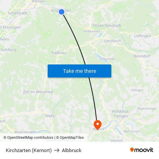 Kirchzarten (Kernort) to Albbruck map