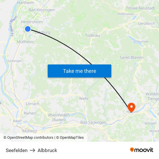 Seefelden to Albbruck map