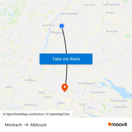 Mösbach to Albbruck map