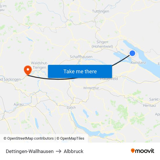 Dettingen-Wallhausen to Albbruck map