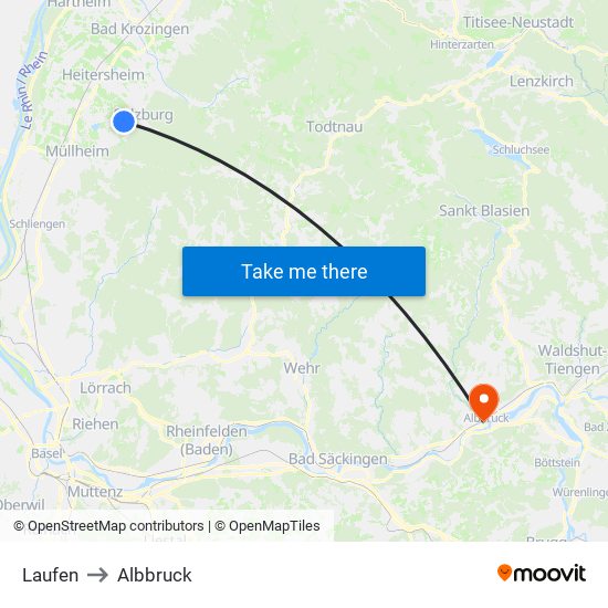 Laufen to Albbruck map