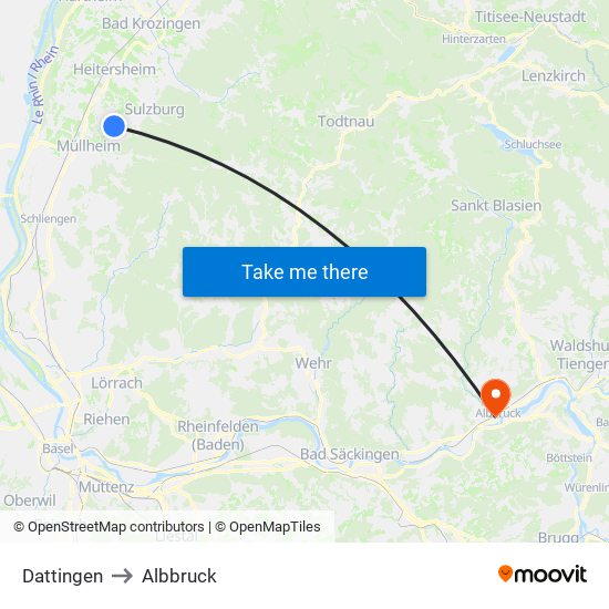 Dattingen to Albbruck map