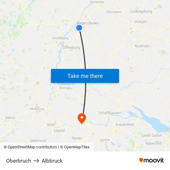 Oberbruch to Albbruck map