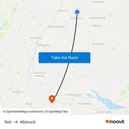Ruit to Albbruck map