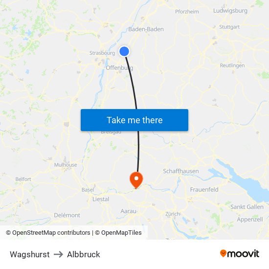 Wagshurst to Albbruck map