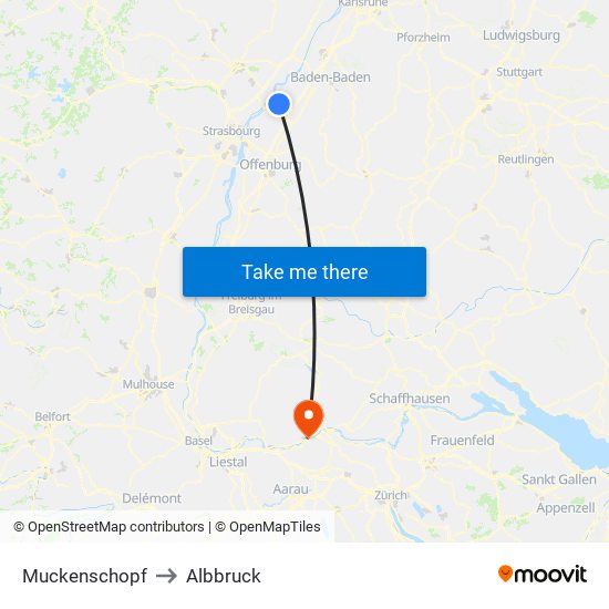 Muckenschopf to Albbruck map