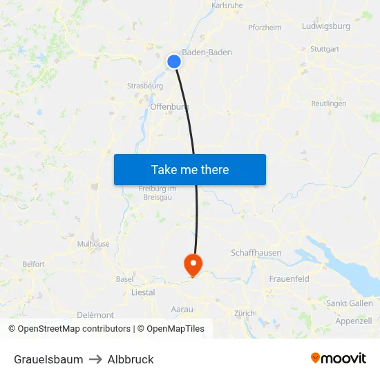Grauelsbaum to Albbruck map