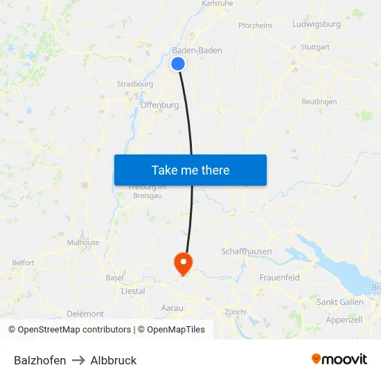 Balzhofen to Albbruck map