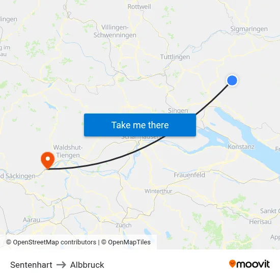 Sentenhart to Albbruck map