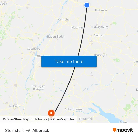 Steinsfurt to Albbruck map