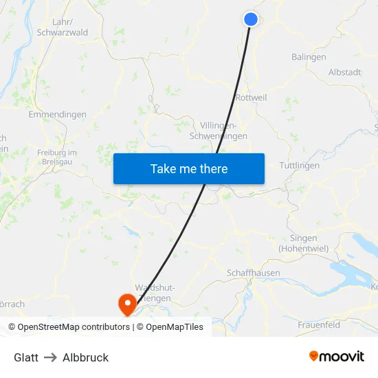 Glatt to Albbruck map