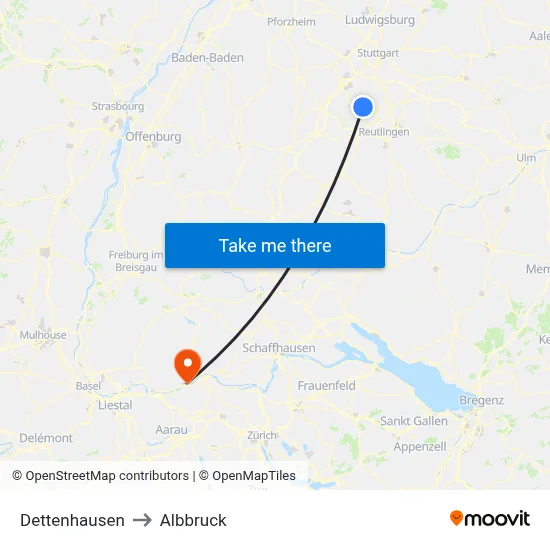 Dettenhausen to Albbruck map