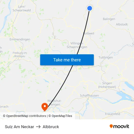 Sulz Am Neckar to Albbruck map
