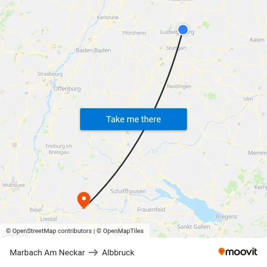 Marbach Am Neckar to Albbruck map