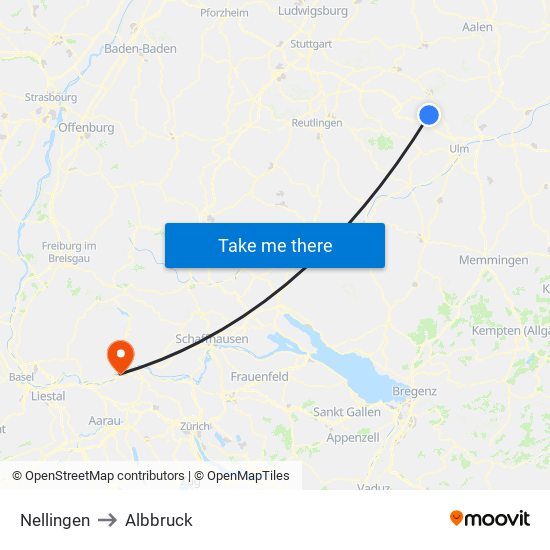 Nellingen to Albbruck map