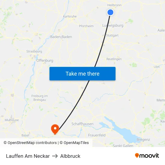 Lauffen Am Neckar to Albbruck map