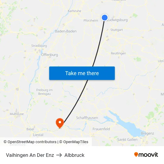 Vaihingen An Der Enz to Albbruck map