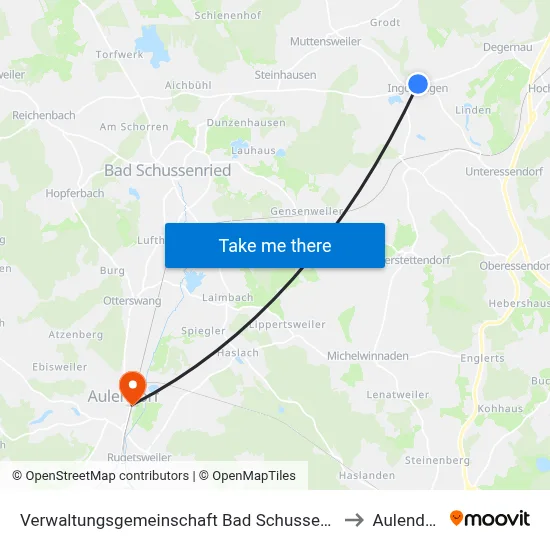 Verwaltungsgemeinschaft Bad Schussenried to Aulendorf map