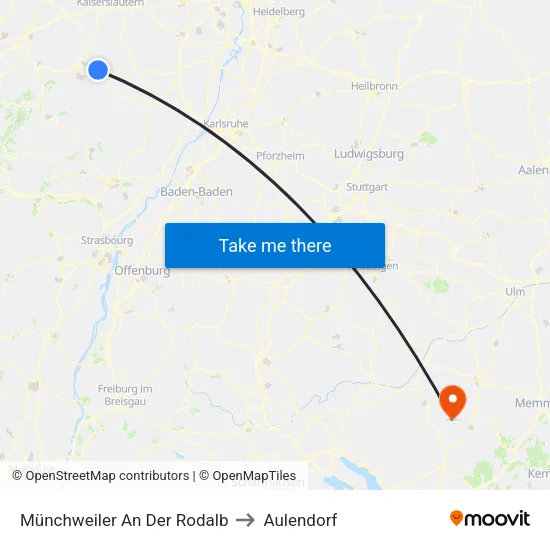Münchweiler An Der Rodalb to Aulendorf map
