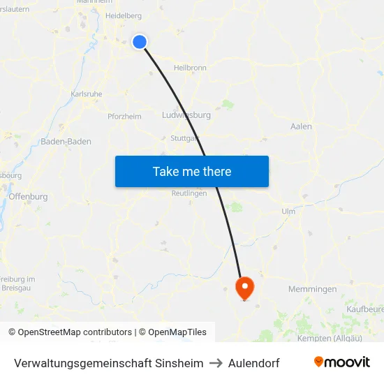 Verwaltungsgemeinschaft Sinsheim to Aulendorf map