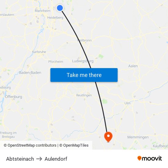 Abtsteinach to Aulendorf map