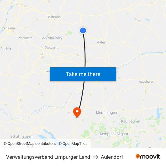 Verwaltungsverband Limpurger Land to Aulendorf map