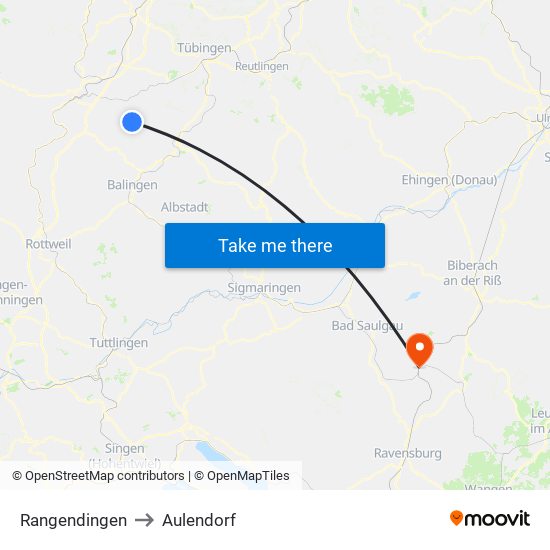 Rangendingen to Aulendorf map