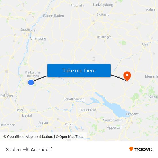 Sölden to Aulendorf map