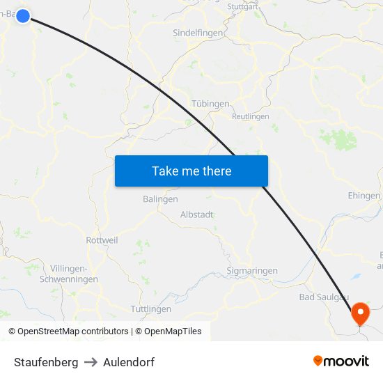 Staufenberg to Aulendorf map