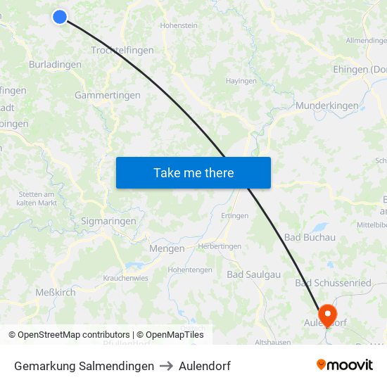 Gemarkung Salmendingen to Aulendorf map