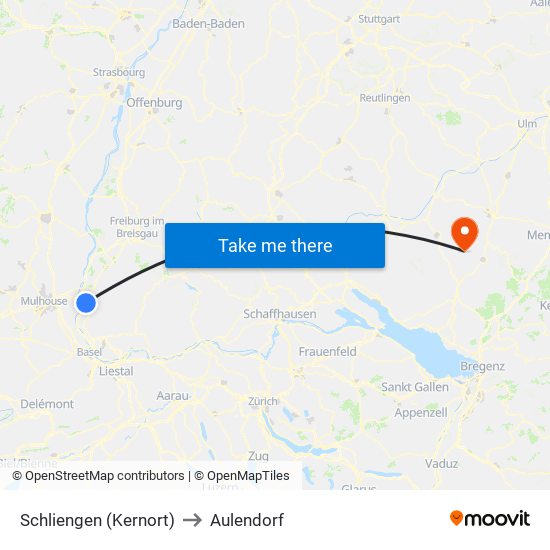 Schliengen (Kernort) to Aulendorf map