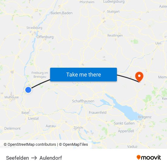 Seefelden to Aulendorf map