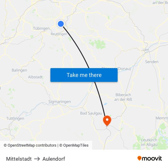 Mittelstadt to Aulendorf map