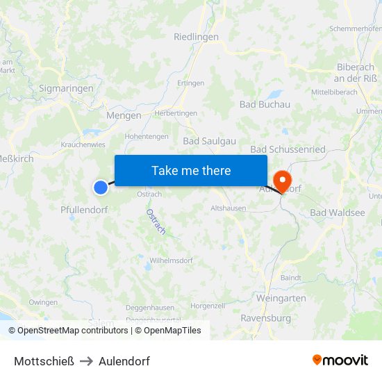 Mottschieß to Aulendorf map